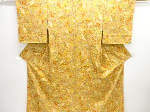 麻の葉に草花模様小紋着物